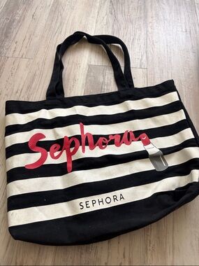 Sephora Black & White Striped Tote